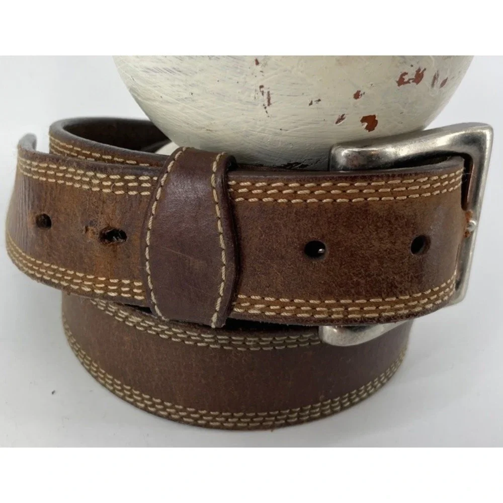 Wrangler Brown Leather Belt Men 44‎ Western 1.5
